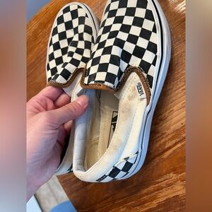 Vans Checkered Slip-On Shoes - Black and White